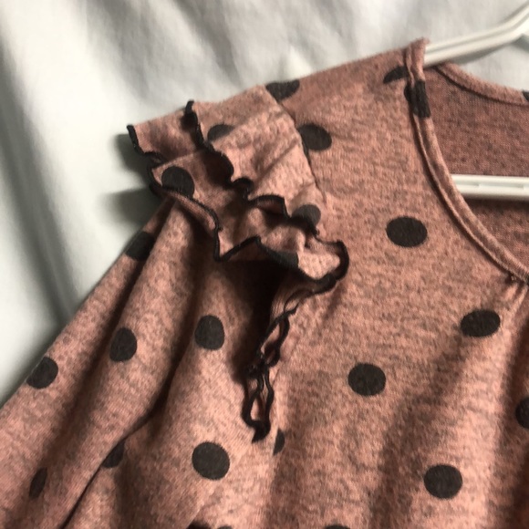 Adrienne Vittadini mauve heather gray polka dot blouse medium - Picture 2 of 12